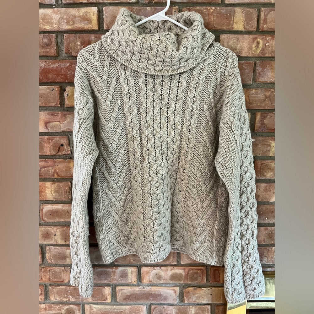 Woman’s Aran Crafts 100% Wool Turtleneck Sweater